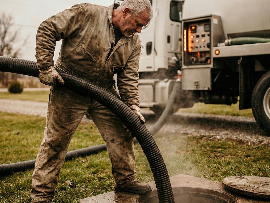 Prairie Septic Service technician at work