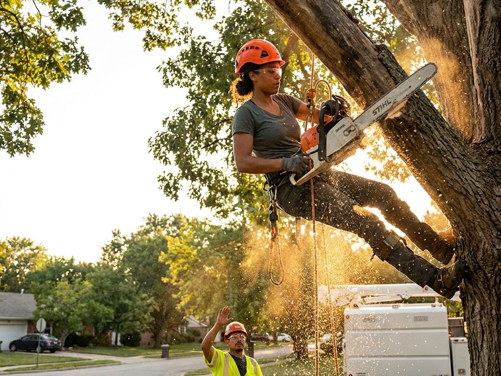 Live Oak Tree Care technician at work